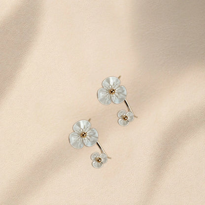 Boucles Douceur Maison Eluna - fleurs coquille acier doré - cadeau naissance maman